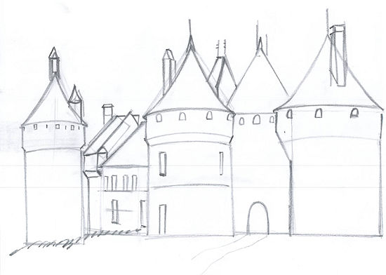 550x392 Draw A Medieval Castle Medieval, Castles And Drawings