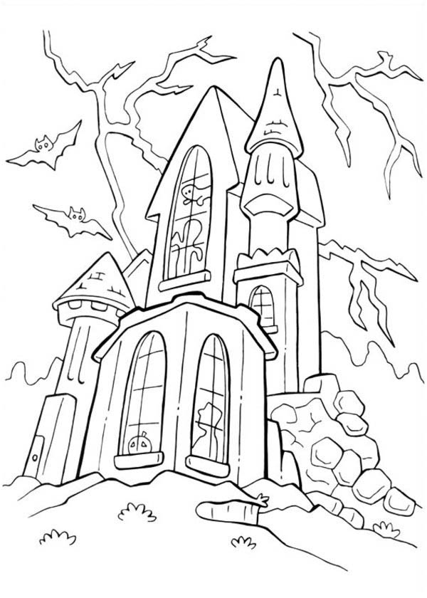 600x840 Haunted Castle Coloring Pages