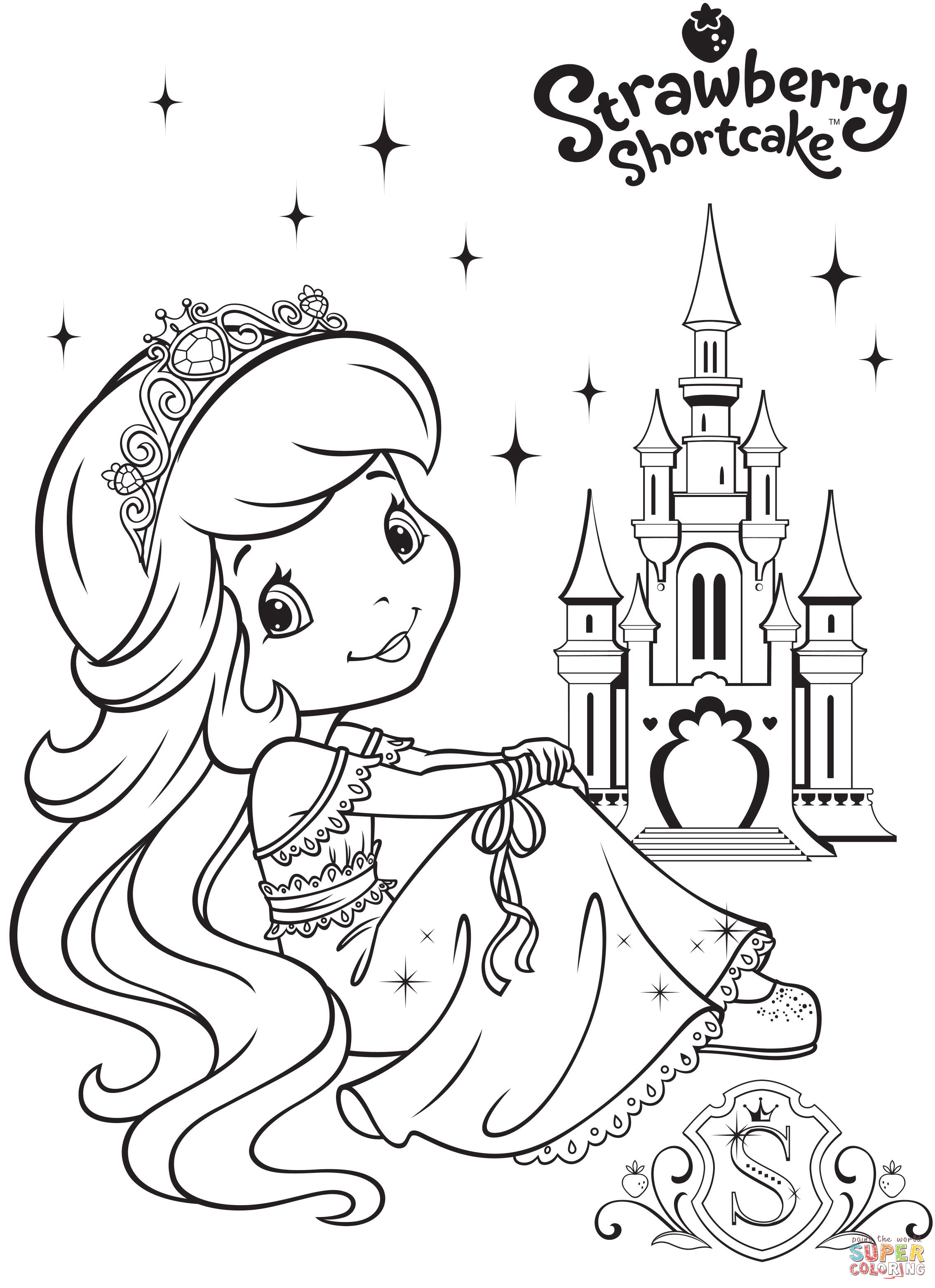 2268x3123 Strawberry Shortcake And Strawberry Castle Coloring Page Free