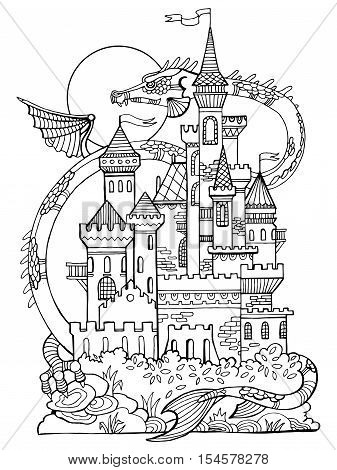 337x470 Castle Dragon Vector Illustration Vector Amp Photo Bigstock