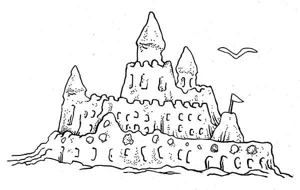 600x379 Sand Castle Coloring Page