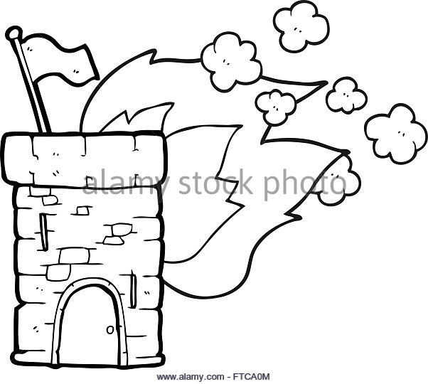 602x540 Hand Drawn Cartoon Castle Tower Black And White Stock Photos