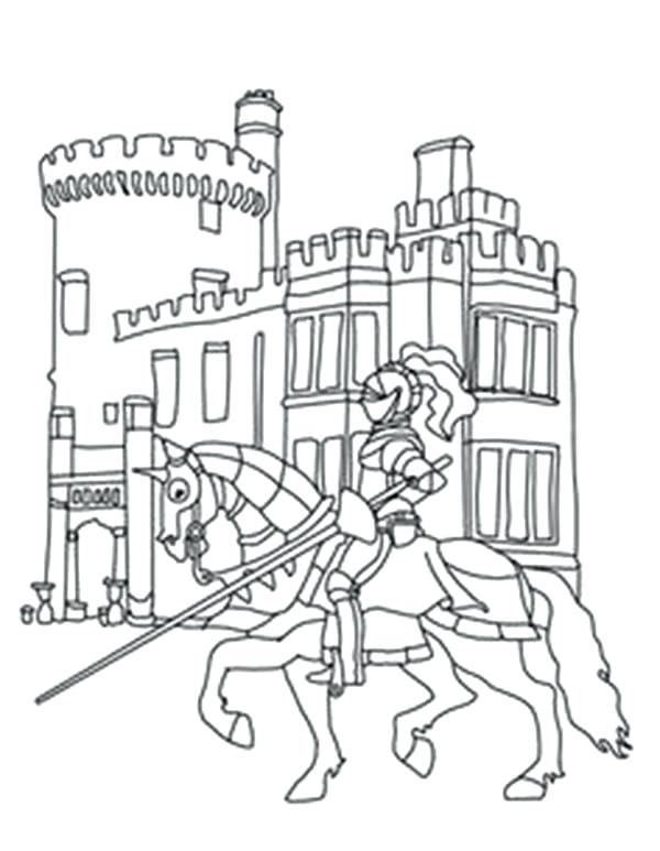 600x773 Coloring Pictures Of Castles Knights In Front Of Castle Coloring