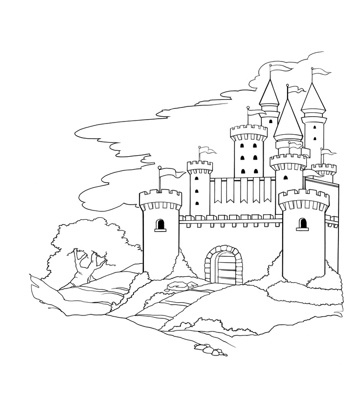 736x850 Castle And Knights Coloring Pages