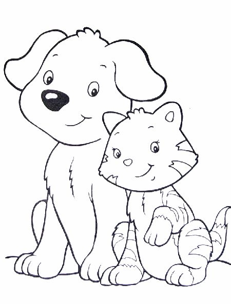 450x593 Dog And Cat Coloring Page