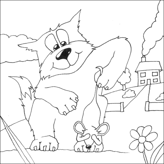 553x553 Cat And Mouse Coloring Page