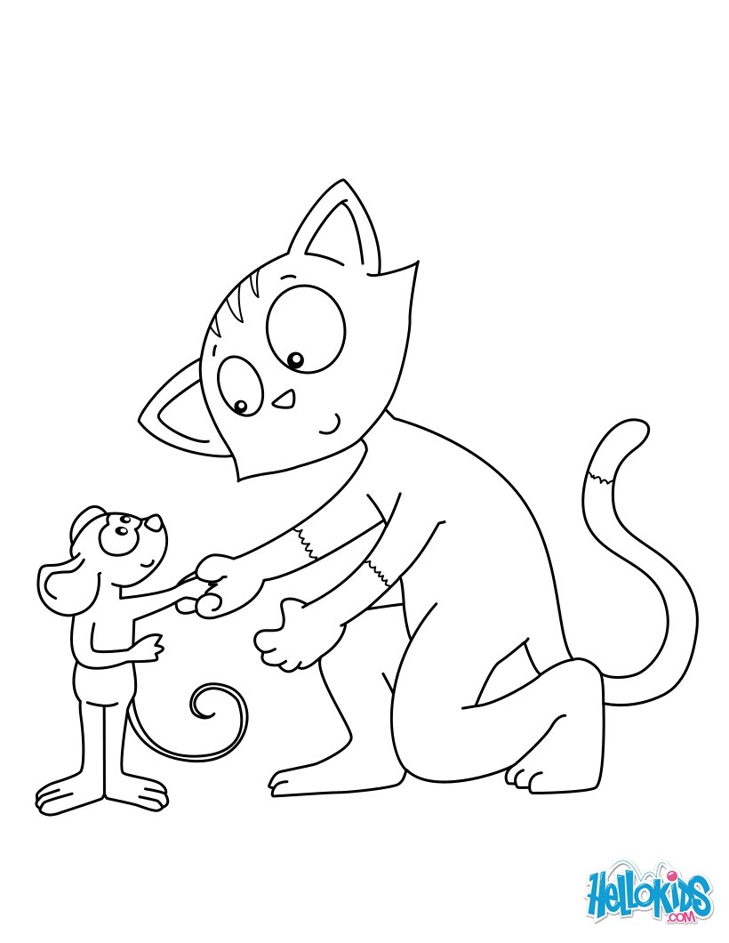 820x1060 Cat And Mouse Friends Coloring Pages