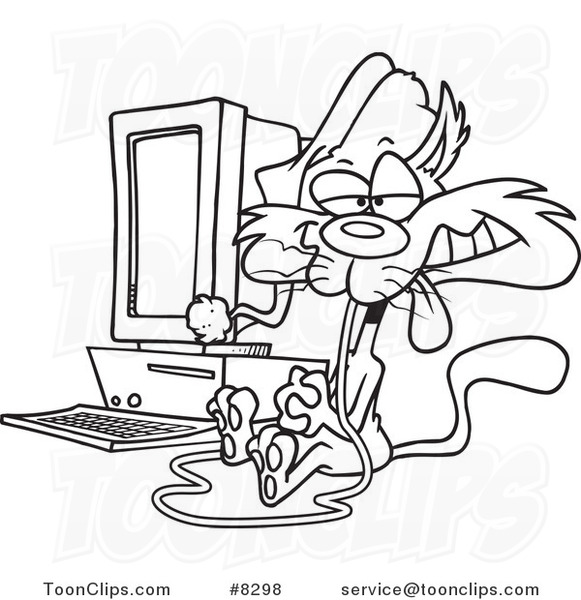 581x600 Cartoon Blacknd White Line Drawing Of Christmas Cat