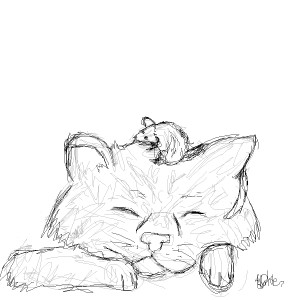 300x300 Sleepy Cat And Mouse By 0unja