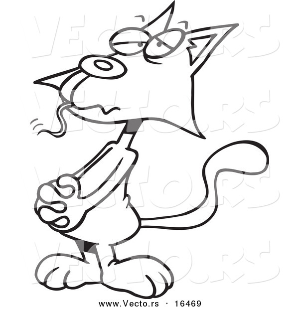 600x620 Vector Of A Cartoon Guilty Cat With A Mouse In His Mouth