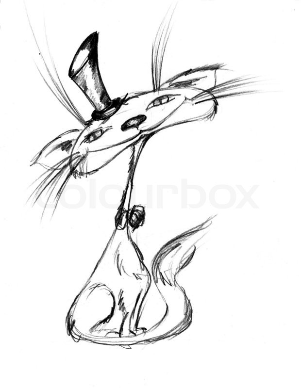 620x800 Pencil Drawing Of The Cat In Hat Stock Photo Colourbox