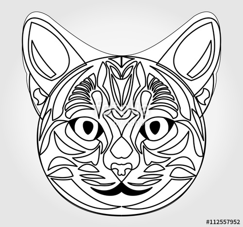 500x468 Cat Head Drawing. Symbol Of Sun God. Egyptian Mythology Symbol