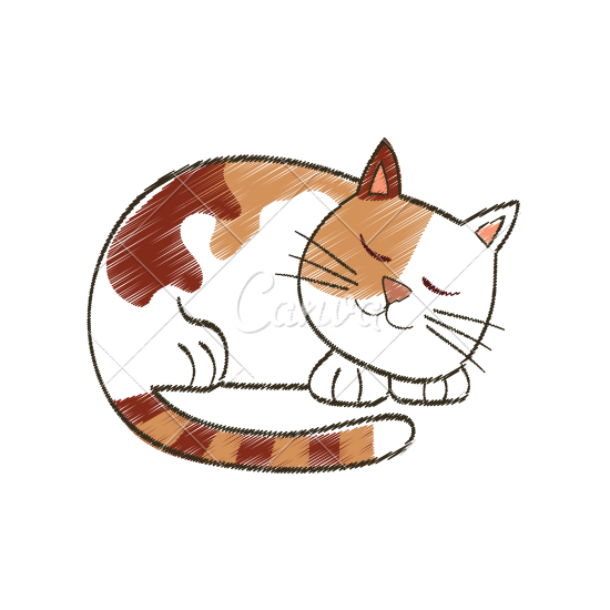 550x550 Cute Sleeping Cat Cartoon