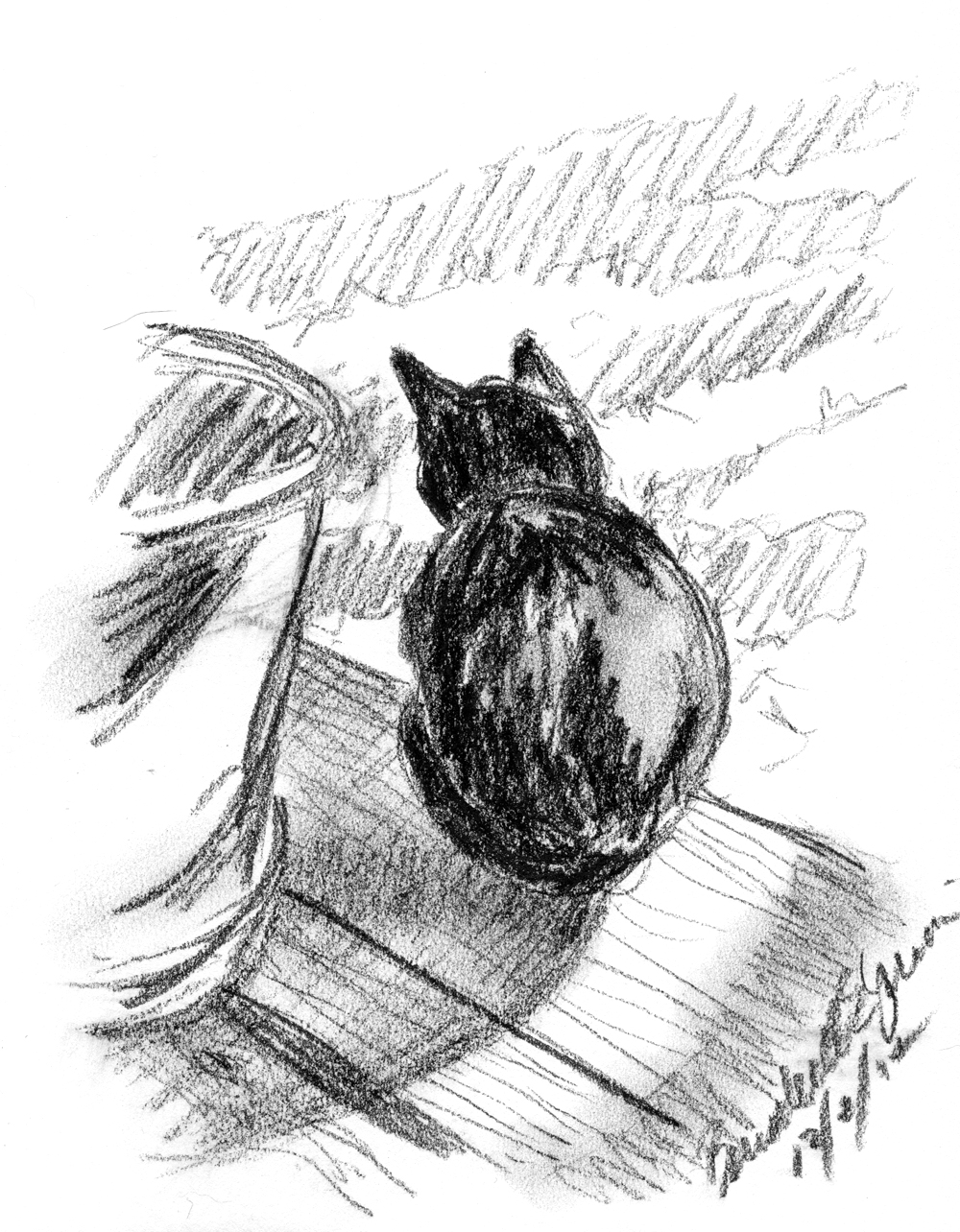 1000x1284 Daily Sketch Mimi On The Top Step ~ The Creative Cat