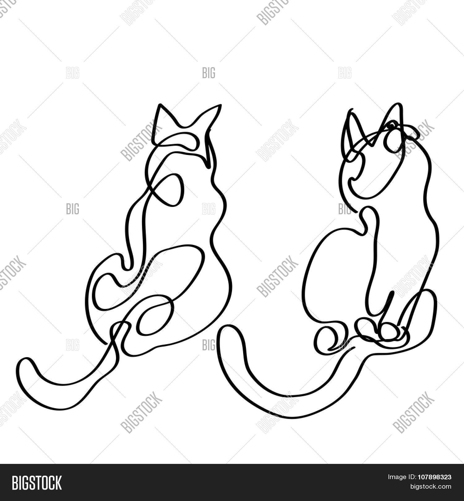 1500x1620 Hand Drawn Cat Silhouette Contour Vector Amp Photo Bigstock