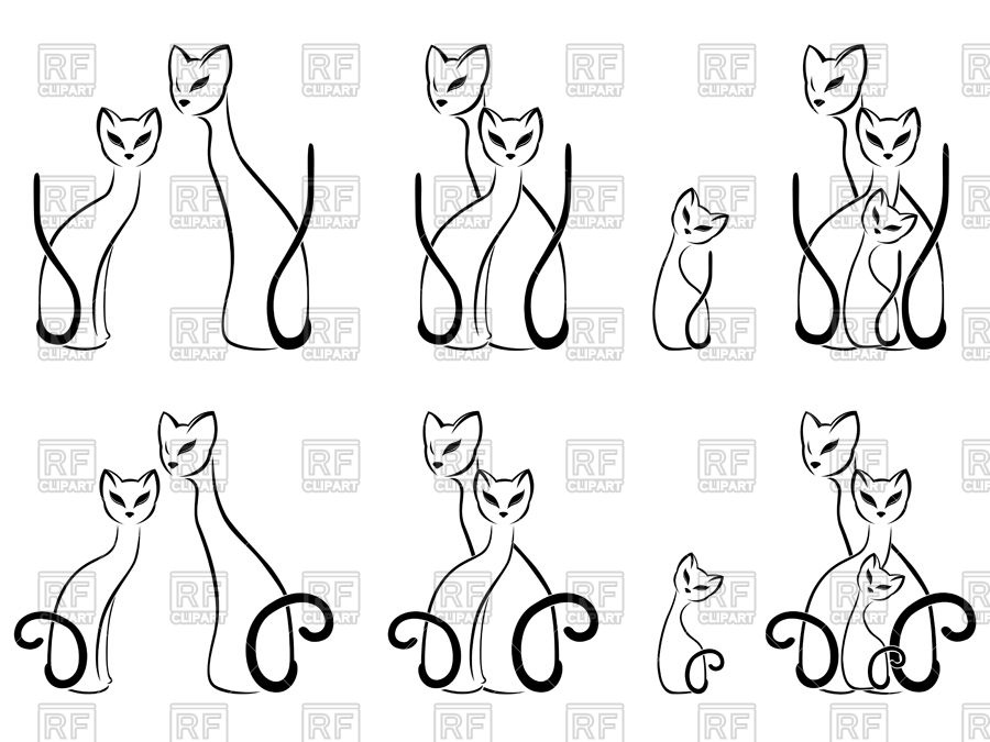 900x675 Set Of Contour Sketches Of Cats Royalty Free Vector Clip Art Image