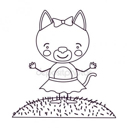 450x450 Sketch Silhouette Scene Landscape And Grass With Caricature Cute