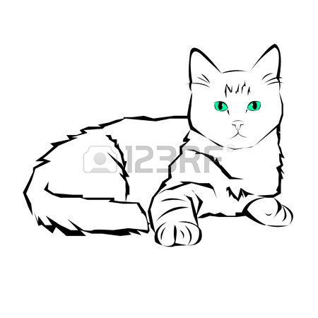 450x450 Cat, Animal, Contour, Drawing, Creative, Blue, Image, Kitten