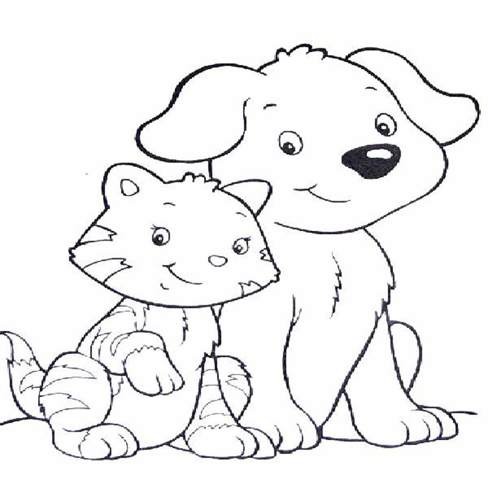 1000x1000 Dog And Cat Coloring Pages Printable Coloring