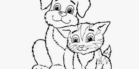 443x220 Interesting Ideas Dog And Cat Coloring Pages Draw Cats Dogs 46