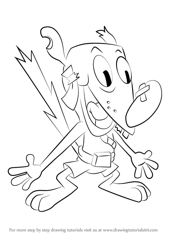 596x842 Learn How To Draw Eddie The Squirrel From Catdog (Catdog) Step By