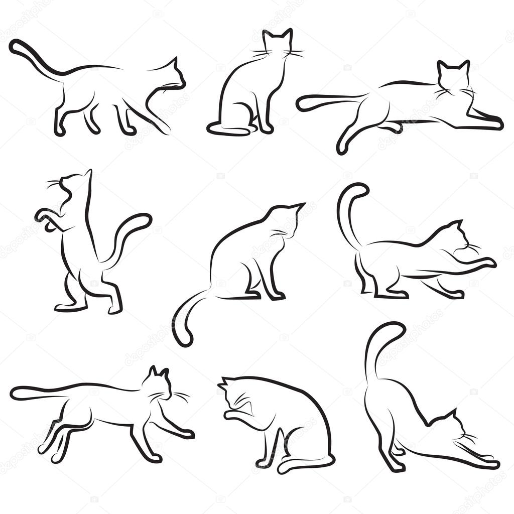 1024x1024 Cat Drawing Stock Vector Bogalo