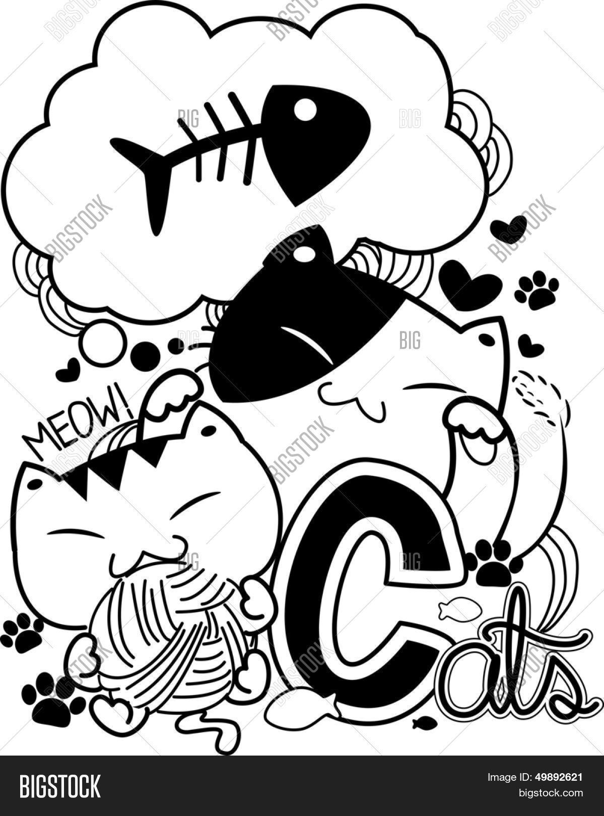 1199x1620 Black White Doodle Illustration Vector Amp Photo Bigstock
