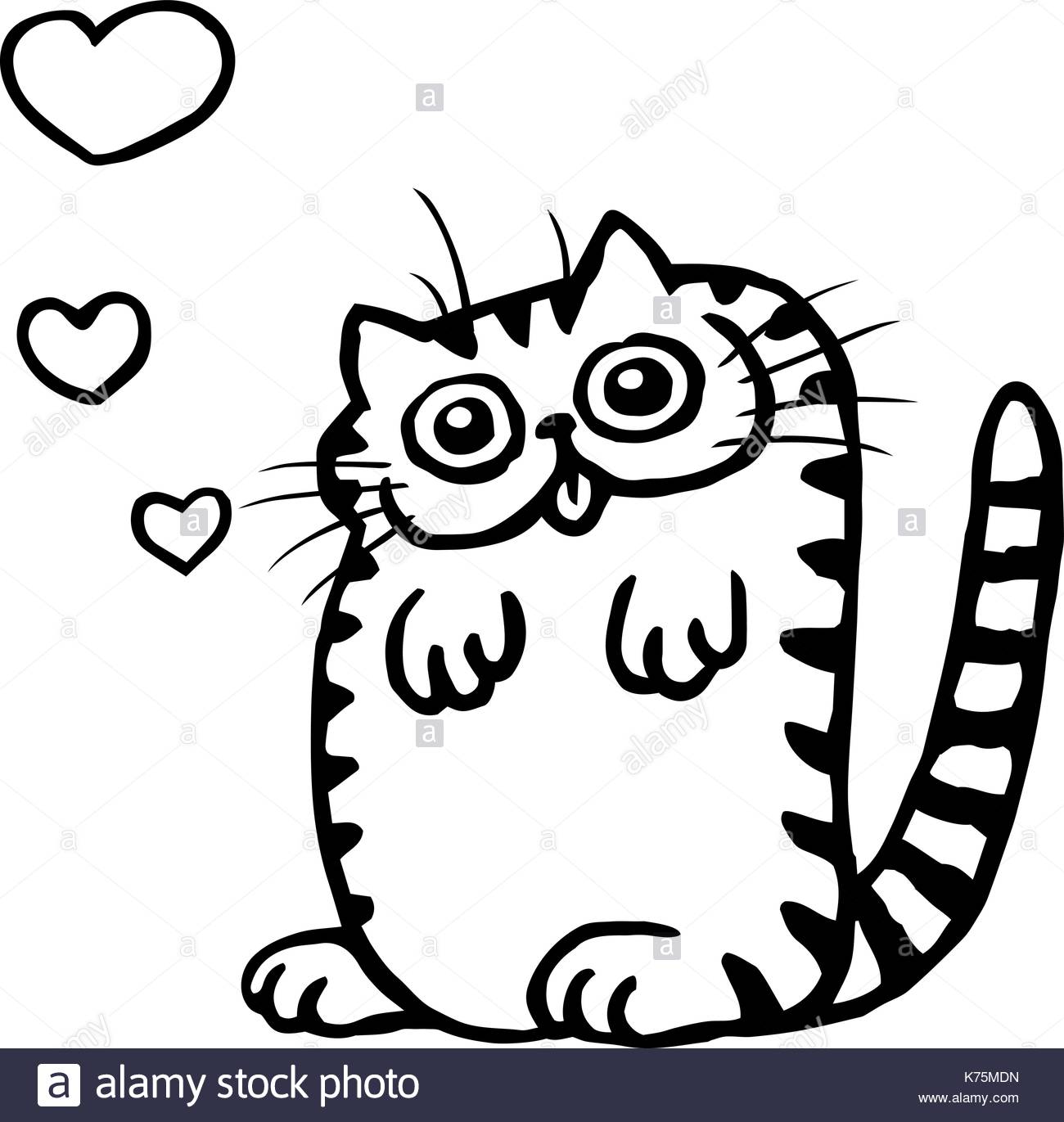 1300x1371 Black And White Cat In Love On Valentine's Day. Funny Cartoon Cool