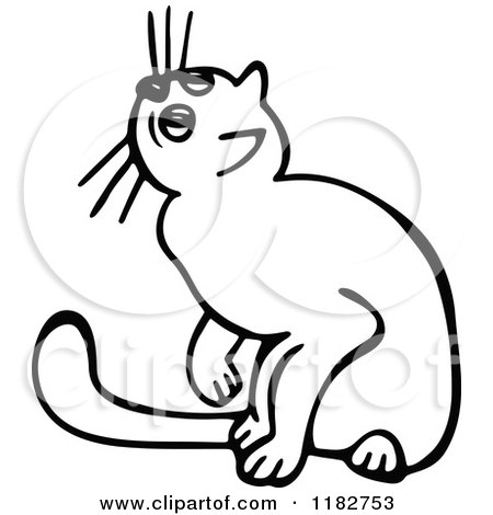 450x470 Clipart Of A Black And White Curious Cat