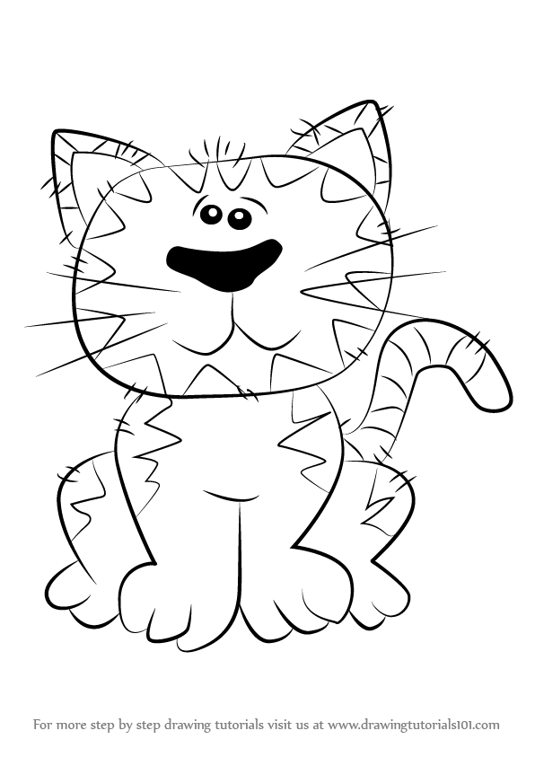 596x843 Learn How To Draw A Cat For Kids (Cats) Step By Step Drawing