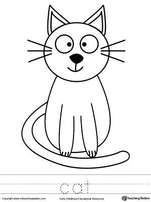 300x400 Cat Color Page Cat Coloring Page And Word Tracing Hello Kitty