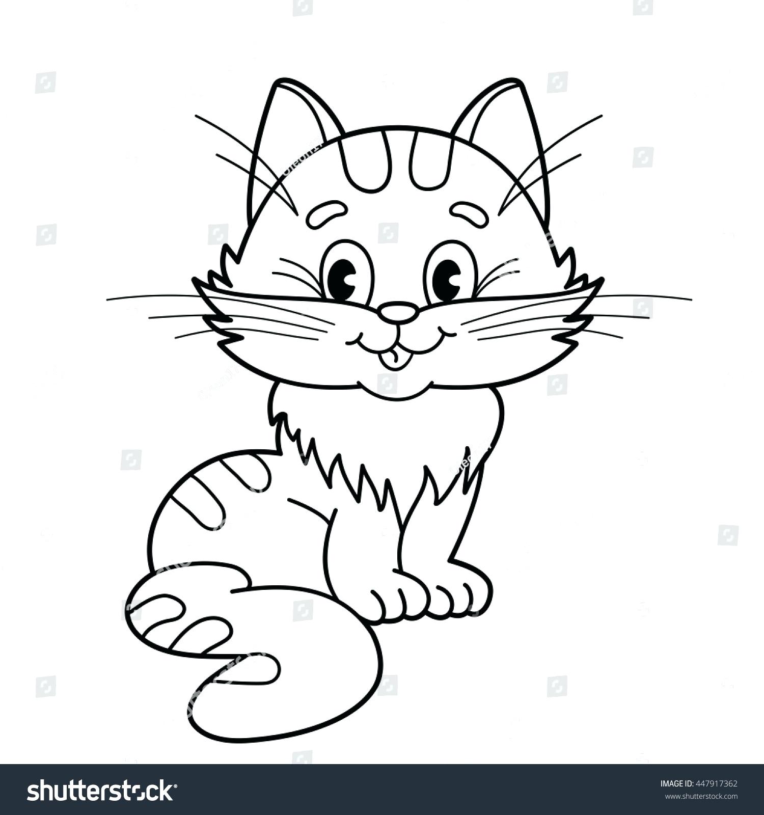 1500x1600 Coloring Cats For Coloring Page Outline Cartoon Fluffy Cat Stock