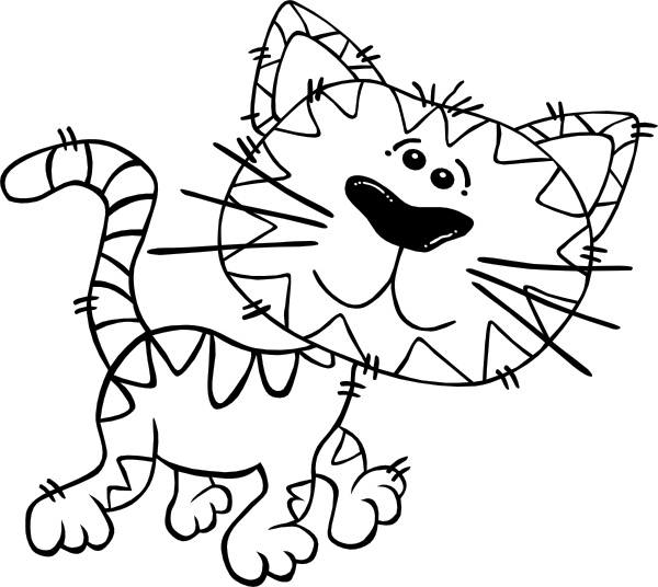 600x536 Cartoon Cat Walking Outline Clip Art Free Vector In Open Office