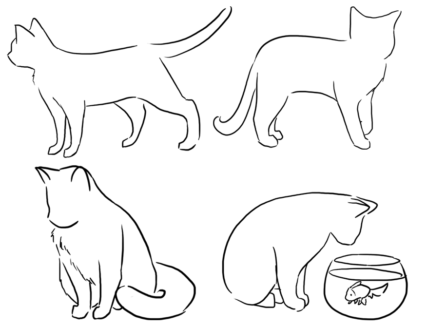 876x671 Four Cat Poses By Drunkontea On Art