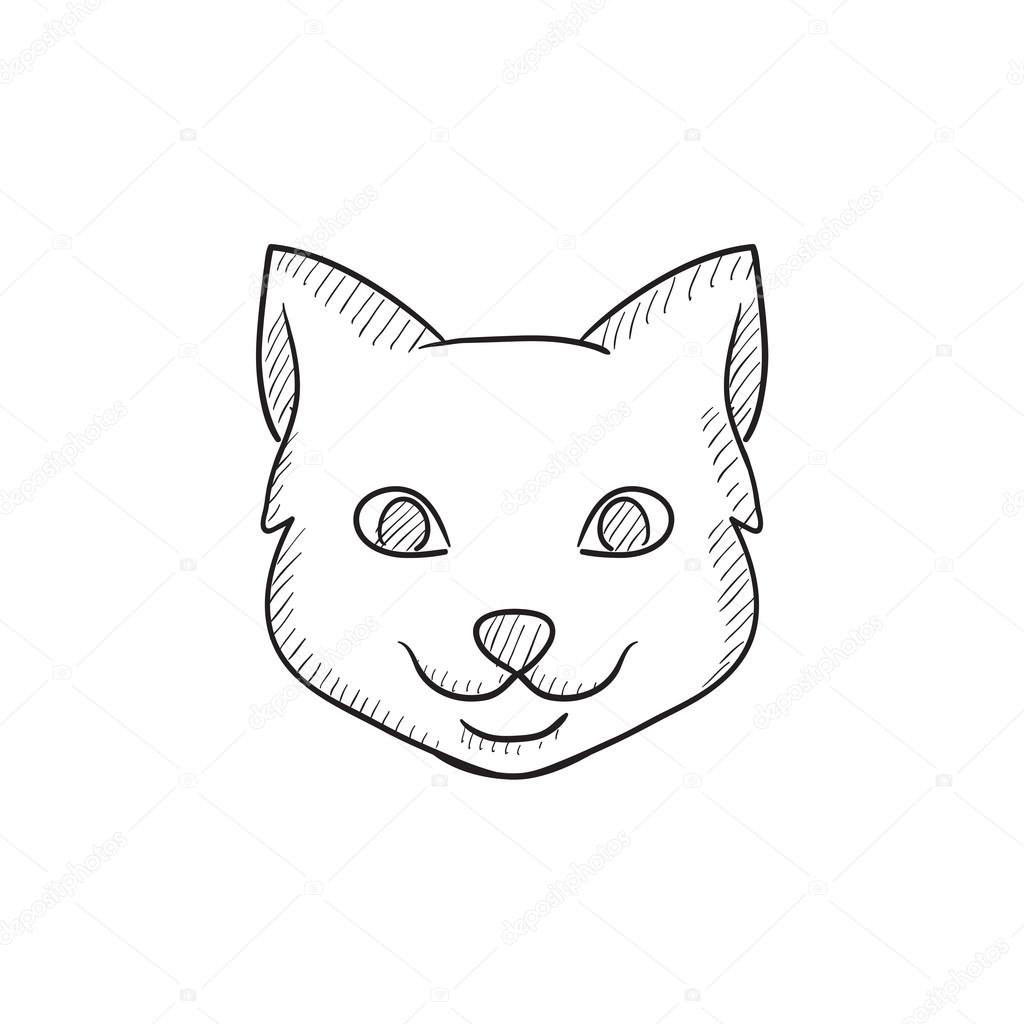 1024x1024 Cat Head Sketch Icon. Stock Vector Rastudio