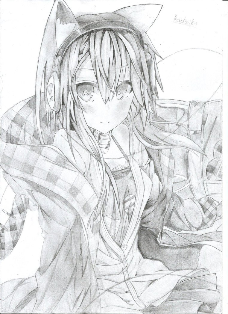 762x1048 Girl With Headphones And Cat Ears By Radiniks