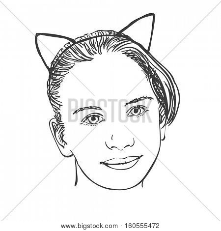 450x470 Young Girl Wearing Cat Ears Vector Amp Photo Bigstock