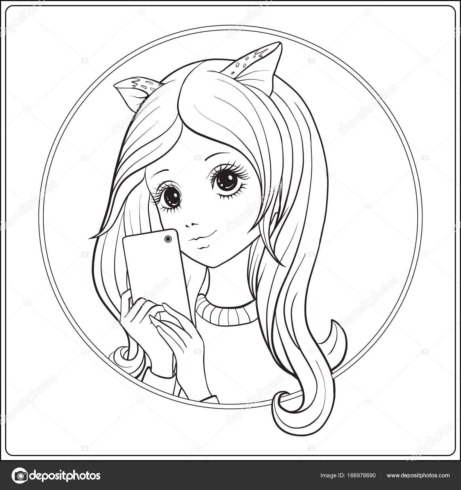 1600x1700 Young Nice Girl With Long Hear And Cat Ears Make Selfie Or Photo