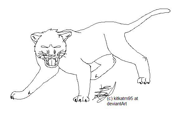 563x365 Big Cat Lineart By Kitkatm95