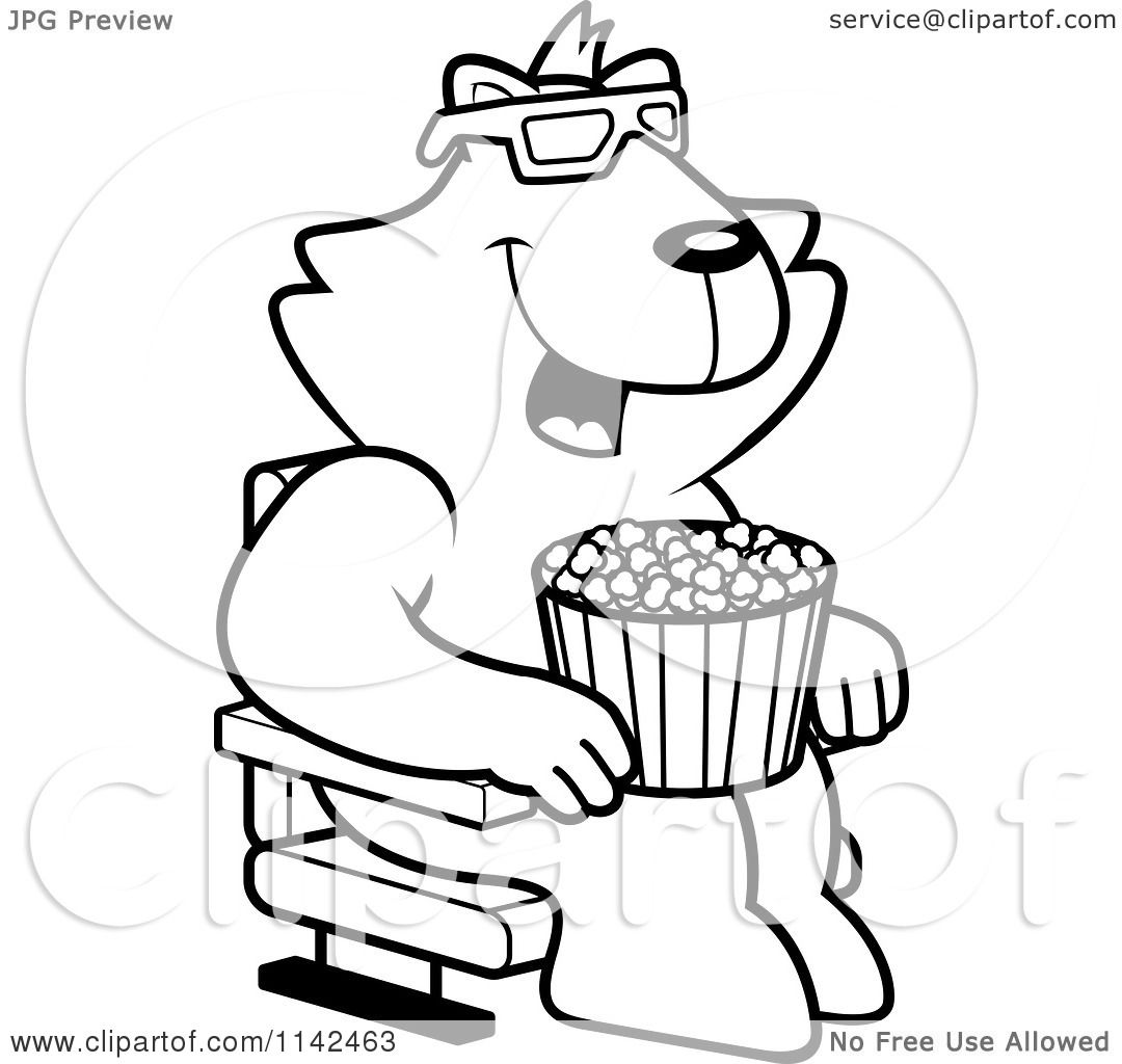 1080x1024 Cartoon Clipart Of A Black White Cat Eating Popcorn