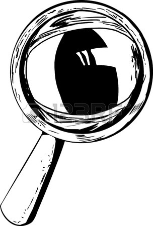 304x450 Outlined Cartoon Magnifying Glass With Large Cat Eye Royalty Free