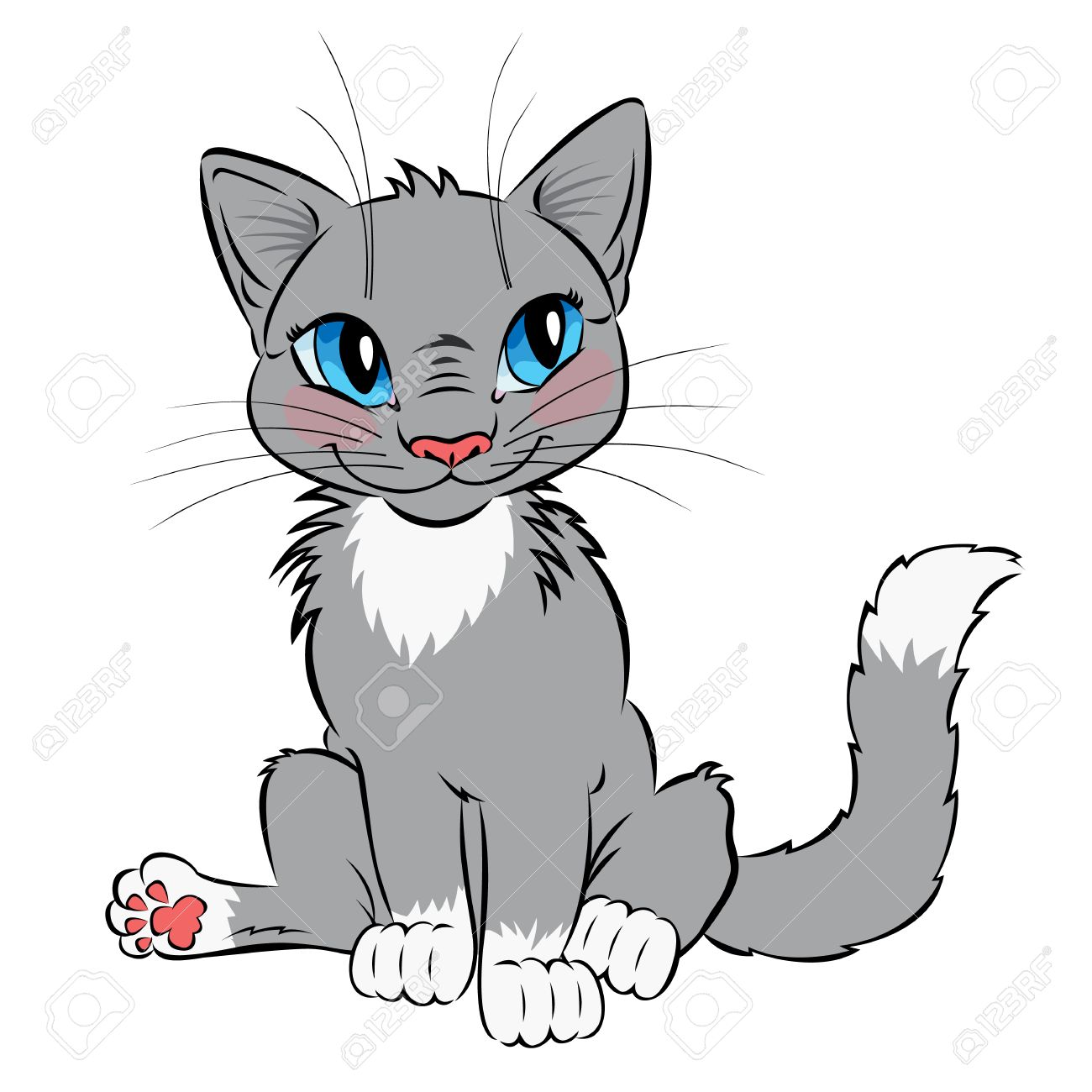 1300x1300 Funny Gray Cat With Blue Eyes