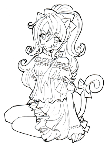 353x480 Cat Girl Coloring Page Free Printable Coloring Pages
