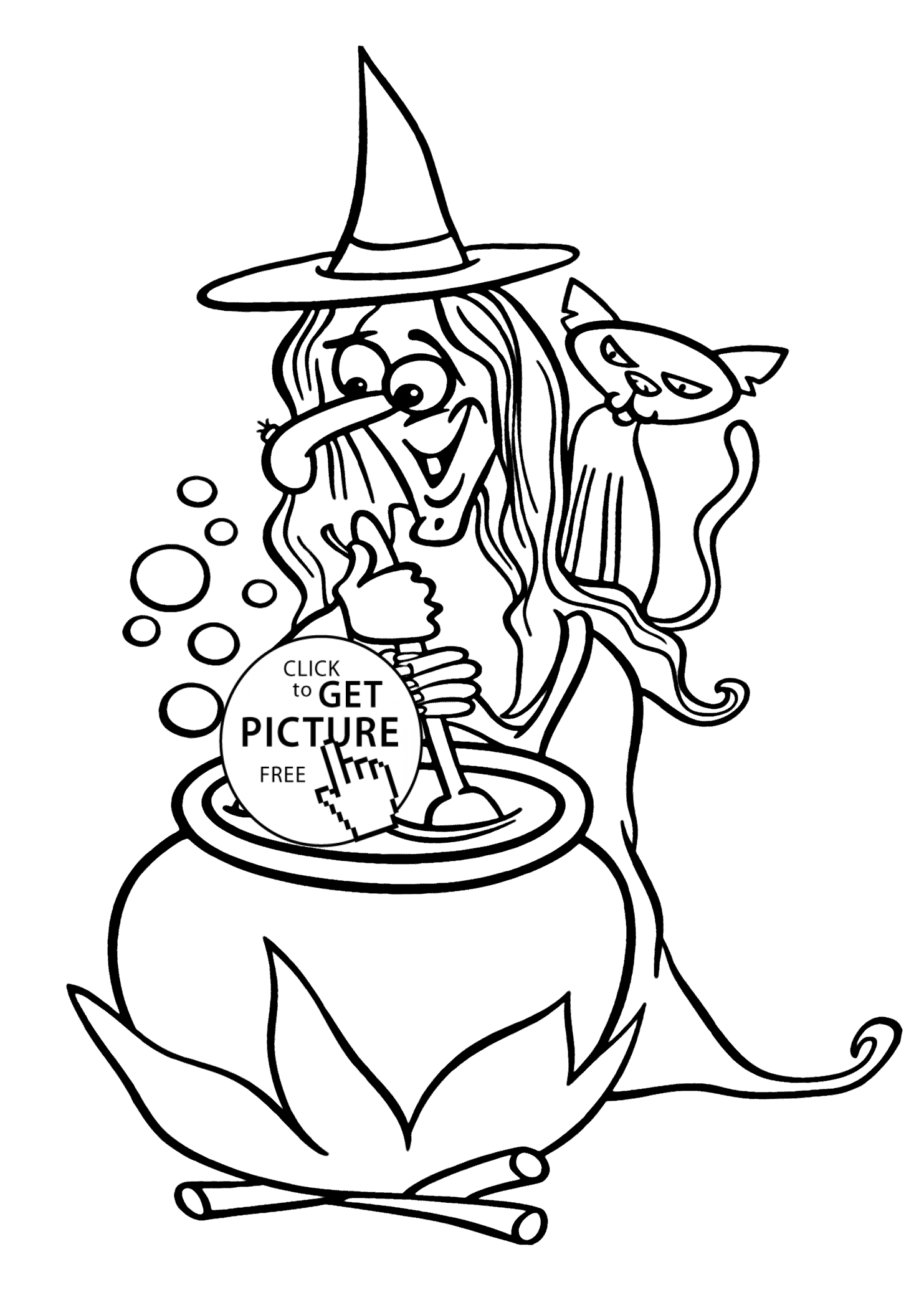 1483x2079 Funny Halloween Witch And Cat Coloring Page For Kids, Printable