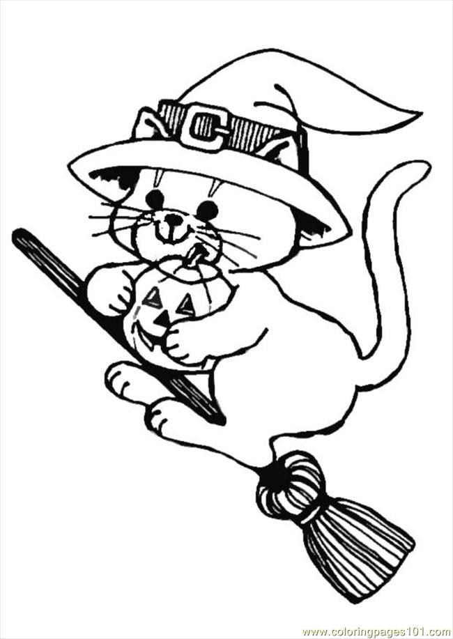 650x917 O Halloween Flying Cat Dl8628 Coloring Page
