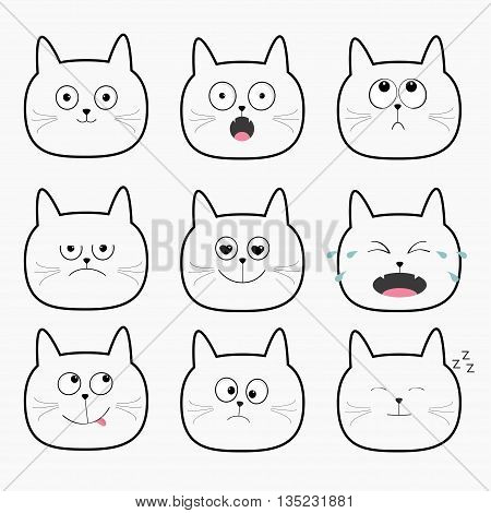 450x470 Cute Black Cat Head Set. Cartoon Vector Amp Photo Bigstock