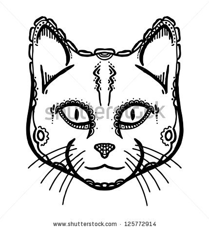 429x470 Drawn Head Cat