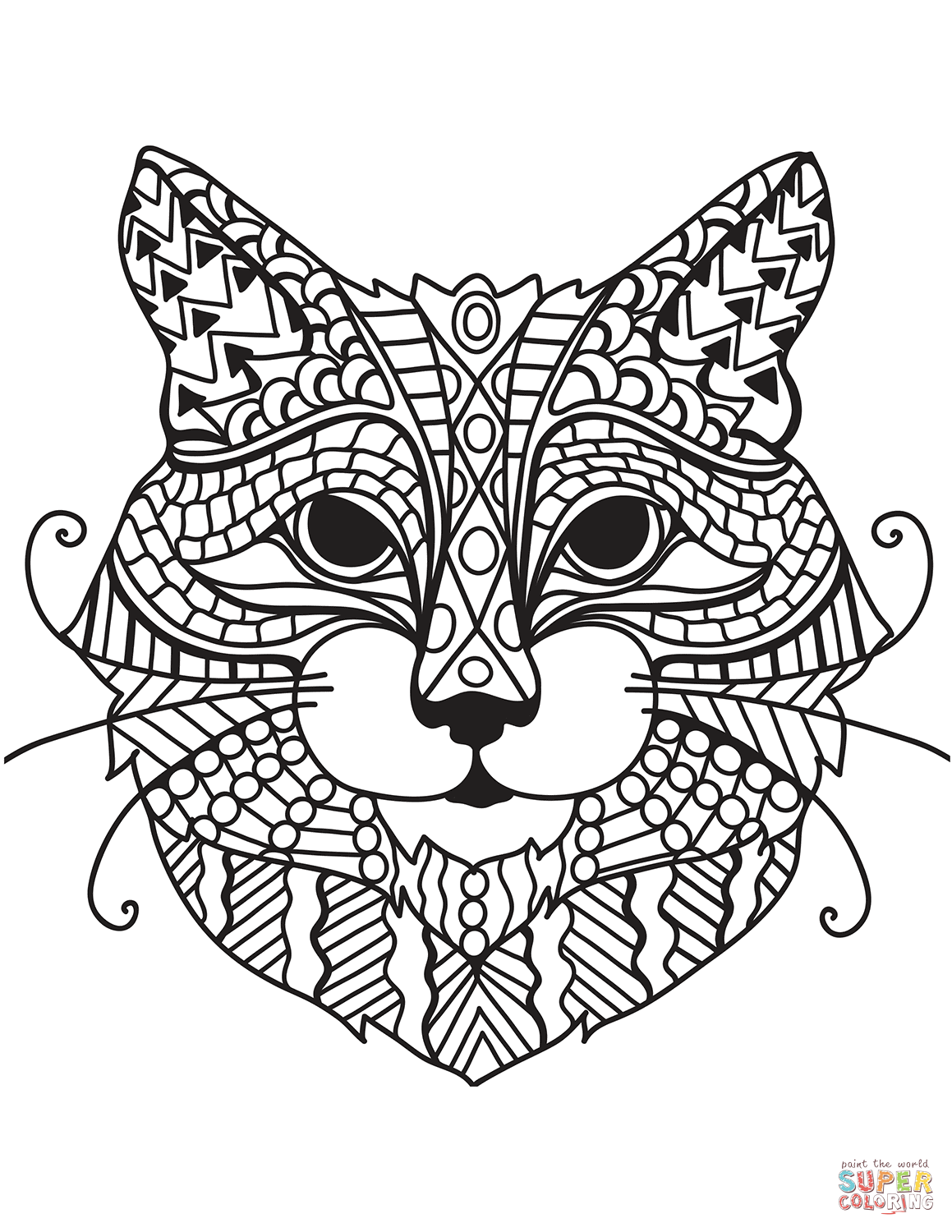 1159x1500 Zentangle Cat Head Coloring Page Free Printable Coloring Pages