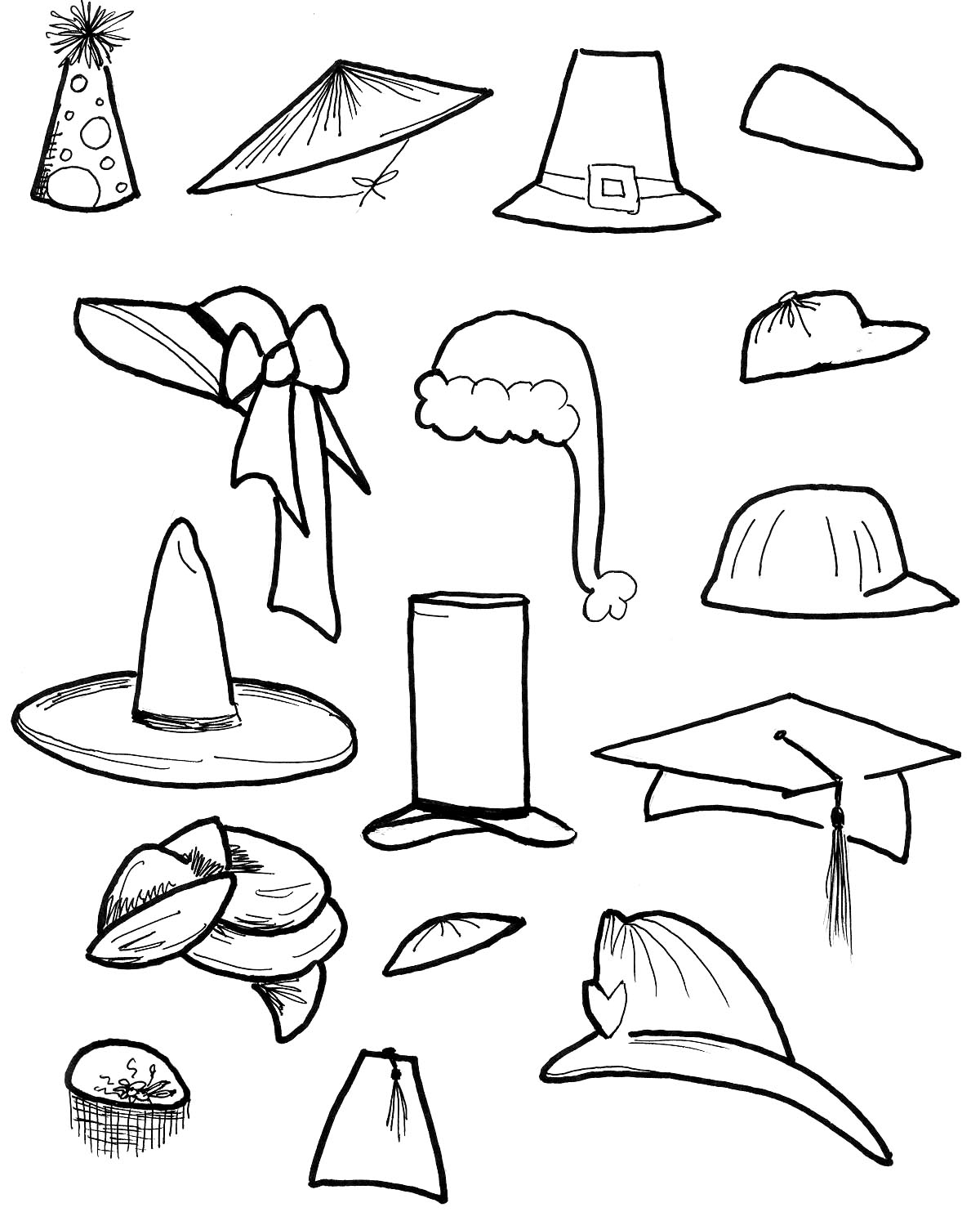 1200x1483 Hats Coloring Page