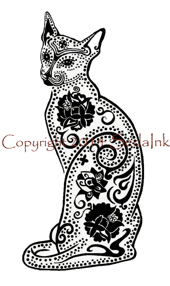 570x958 Day Dead Cat Porttrait In Pen And Ink 8x10 Day